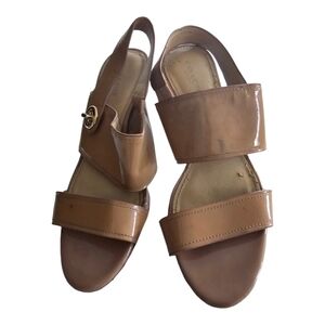 Coach Sandal Heels Women Sz 7B Marla Patent Leather Open Toe Casual Slingback